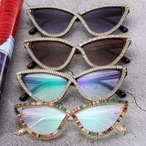 2022 New Design Diamond Cat's Eye Rhinestone Sunglasses