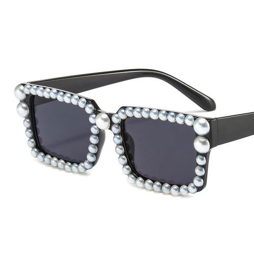 Small Box Semicircle Pearl Square Ladies Color Sunglasses