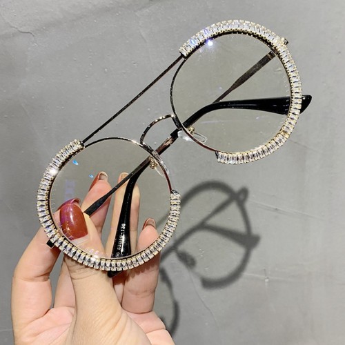 New Fashion Retro Round Rhinestone Sunglasses