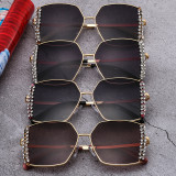 Small Frame Fashion Female Retro Metal Frame Sunshade Rhinestone Sunglasses