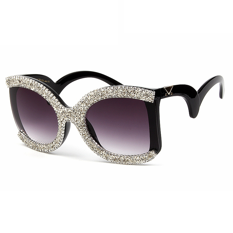 New Diamond-encrusted Large Thick Frame Square Sunglasses Women