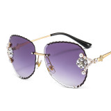 2022 Metal Frameless Pearl Diamond Rhinestone Sunglasses