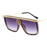 Metal Sunglasses Fashion Large Frame Handmade Rhinestone Sunglasses