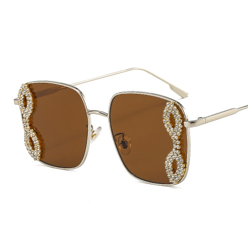 New Fashion Large Frame Diamond Square Rhinestone Sunglasses