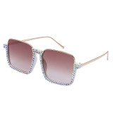 Fashion Half Frame Transparent Sunglasses Luxury Handmade Rhinestone Ladies Sunglasses