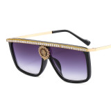 Metal Sunglasses Fashion Large Frame Handmade Rhinestone Sunglasses