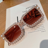 Small Square Semi-Circle Pearl Sunglasses