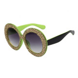 Handmade Women's Round Rhinestone Sunglasses