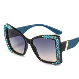 2022 Trend New Fashion Ladies Retro Cat Eye Big Frame Rhinestone Sunglasses Women