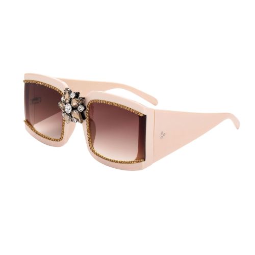 2022 Square Frame Fashion Sunglasses Luxury Flower Rhinestone Sunglasses