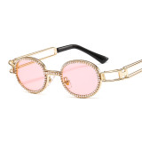 Small Oval Pearl Sunglasses Retro Women's Metal Glasses