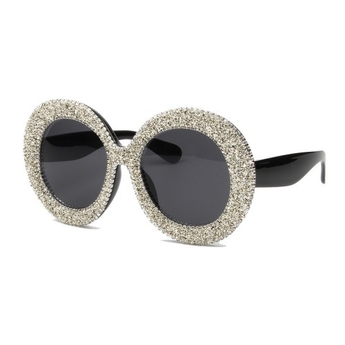 Handmade Women's Round Rhinestone Sunglasses