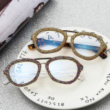 New Fashion Retro Oversized Frame Rhinestone Sunglasses For Men And Women