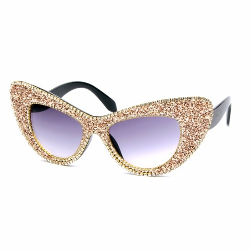 Fashion Cat-Eye Sunglasses Women's Shiny Decoration Handmade Rhinestone Fashion Sunglasses