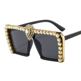 Wholesale Women's Fashion Metal Large Frame Rhinestone Sunglasses