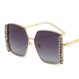 Small Frame Fashion Female Retro Metal Frame Sunshade Rhinestone Sunglasses