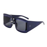 2022 Square Frame Fashion Sunglasses Luxury Flower Rhinestone Sunglasses