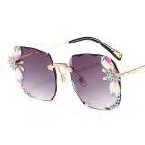 New Frameless Square Rhinestone Glasses Ladies Fashion Sunglasses