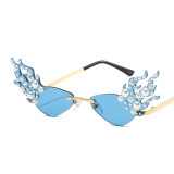 Fashion Triangle Cat's Eye Pearl Flame Sunglasses Women's Fashion