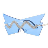 New Personality Women's Sunglasses Triangle Irregular Frameless Rhinestone Glasses