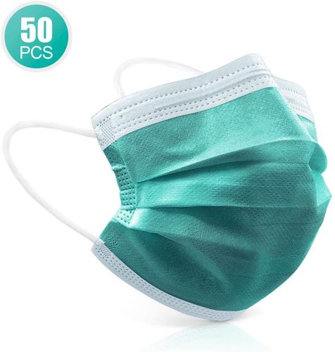 50 Pcs 4-Ply Green Medical Surgery Disposable Masks PFE 99% Filter Tested by Nelson Labs USA
