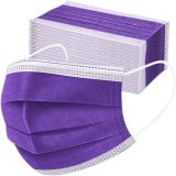 50 Pcs Purple Medical Surgery Disposable Masks 3 Layer Breathable Stretchable Elastic Ear Loops