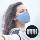 4 Pcs Unisex Washable Reusable Adjustable Protective 3 Layers Cotton Face Masks (Navy Blue/Light Blue/Navy Grey/Light Grey)
