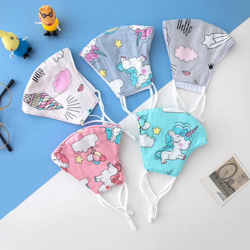 Kids Face Bandanas with Cute Animal Cartoon Patterns Print, Adjustable Washable Reusable for Kids (5Pcs+10Filters)