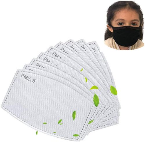 50 Pcs Kids PM 2.5 Activated Carbon Filters (Men and Women Size) 5 Layers Replaceable Filters Paper