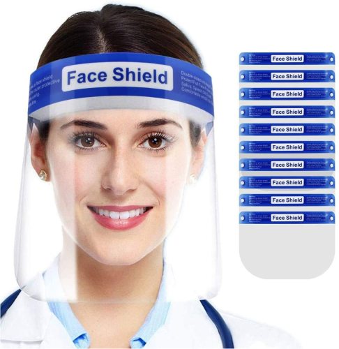 5 Pack Face Shield, Protection for Face and Eyes with Clear Anti-Fog Lens, Lightweight Transparent Shield with Stretchy Elastic Band
