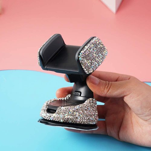 Universal Car Phone Holder/Mount 360°Adjustable Crystal Rhinestone Phone Holder for Windshield Dashboard and Air Vent