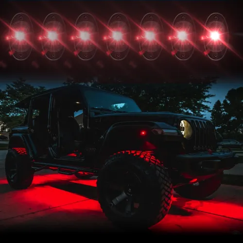 RGB LED Rock Wheel Lights, 150 LEDs Multicolor Neon Underglow Waterproof Music Lighting Kit with APP & RF Control (12 Pods)
