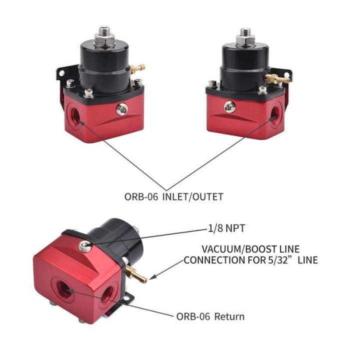 Universal Adjustable Fuel Pressure Regulator Valve Kit 100psi Gauge AN6 Hose Fitting Braided Oil Lines