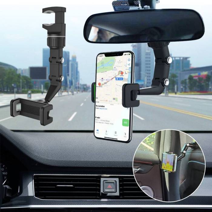 Multifunctional Rear View Mirror Phone Holder