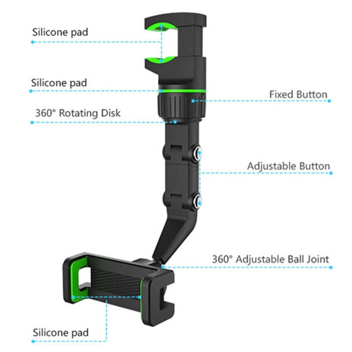 Multifunctional Rear View Mirror Phone Holder