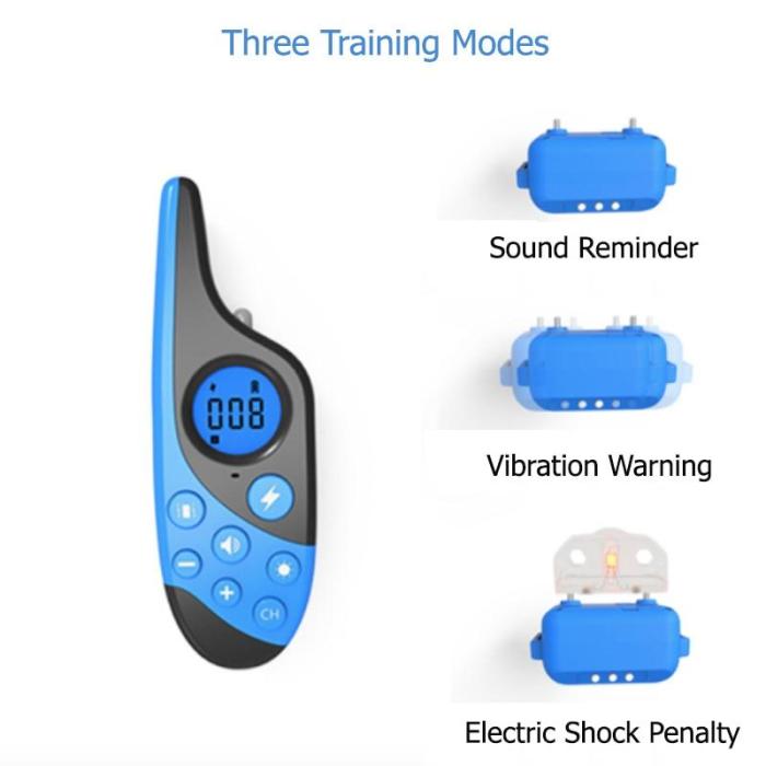 Dog Training Collar Waterproof Rechargeable Shock Sound Vibration Anti-Bark Remote Control For All Size Dogs