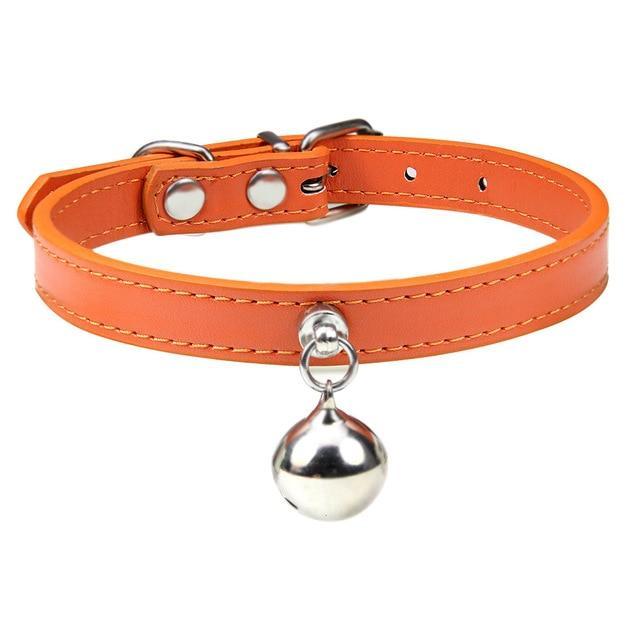 16 Colors Solid Leather Cat Collar