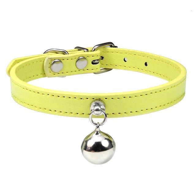 16 Colors Solid Leather Cat Collar