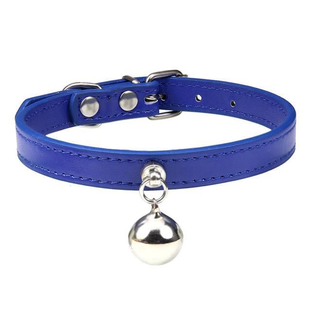 16 Colors Solid Leather Cat Collar