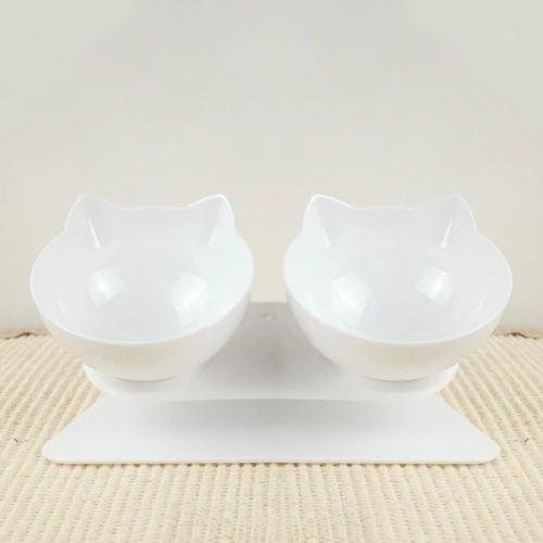 Anti-Vomiting Orthopedic Cat Bowl For Food & Water, Plastic Material
