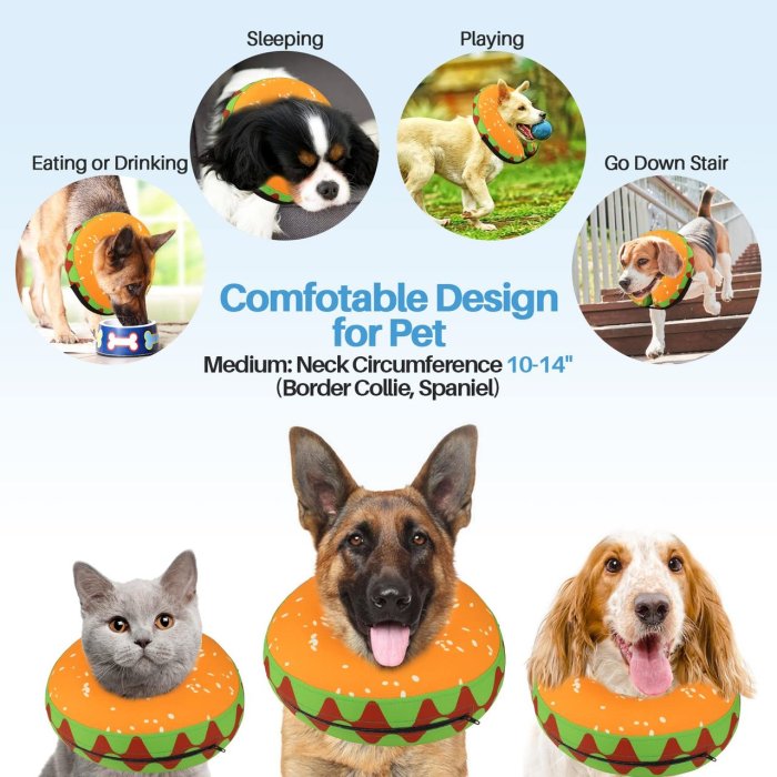 Recovery Collar for Dogs & Cats,Inflatable Dog Cone Collar