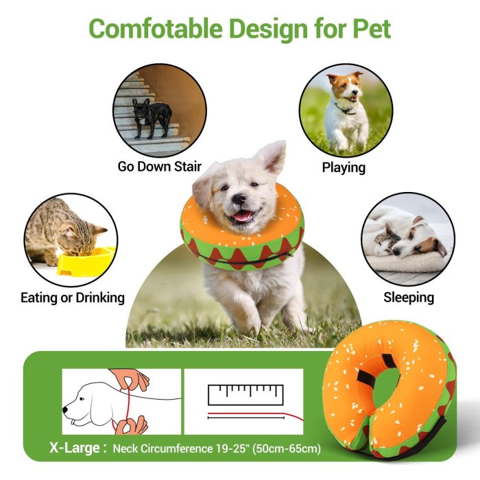 Recovery Collar for Dogs & Cats,Inflatable Dog Cone Collar