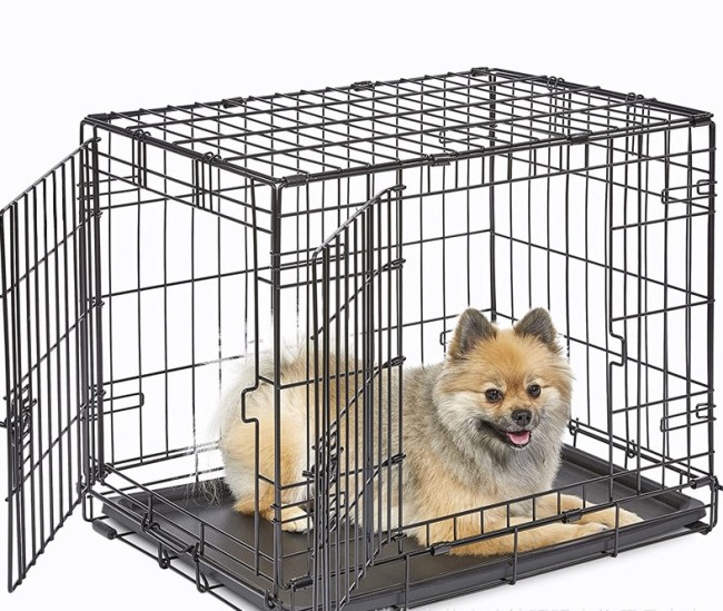 Double Door Dog Crate Black Small