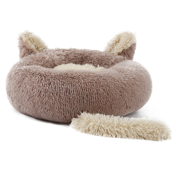 Calming Dog Bed - Round Donut Cat Dog Cushion,Warming Cozy Soft Dog Round Bed