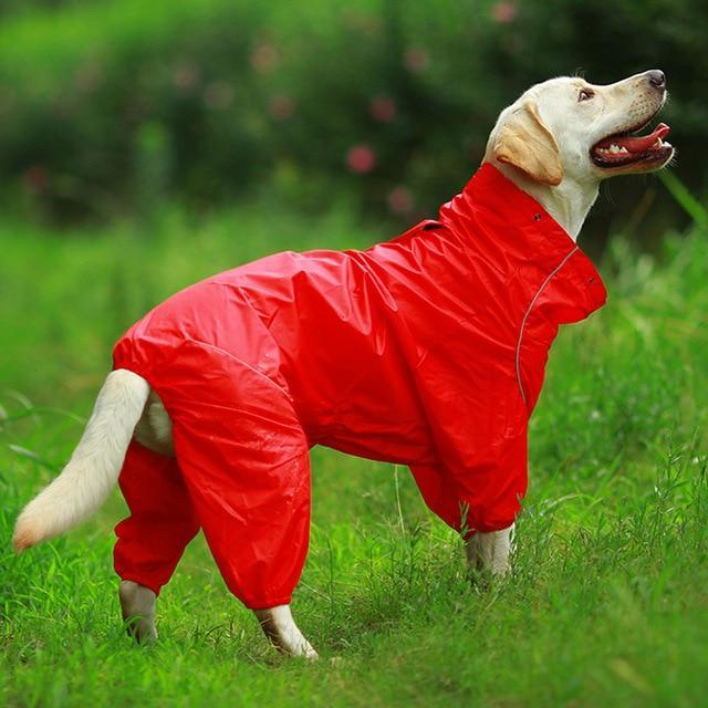 Waterproof Fleece Jumper Dog Rain Coat Hooded Jumpsuit