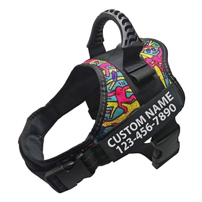 Personalised Dog Harness Strong No Pull Premium Custom Name Reflective Vest