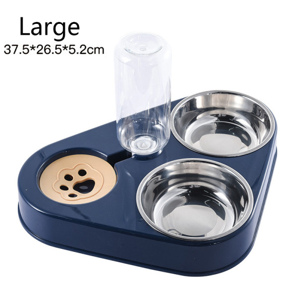 3 In 1 500ml Dog Feeder Bowl With Water Bottle Cat Automatic Drinking Food Stainless Steel Double Bowl