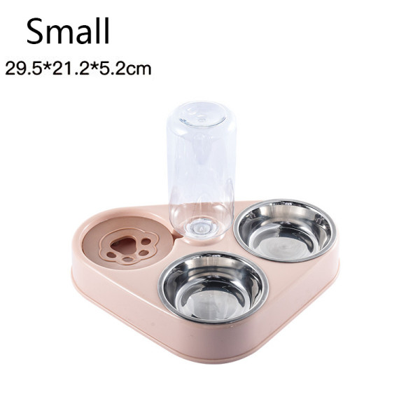 3 In 1 500ml Dog Feeder Bowl With Water Bottle Cat Automatic Drinking Food Stainless Steel Double Bowl