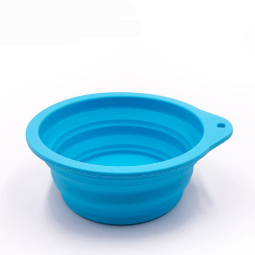 Foldable Expandable Silicone Cup Plate For Pet Cat Food Feeding Water Portable Travel Bowl With Carabiner