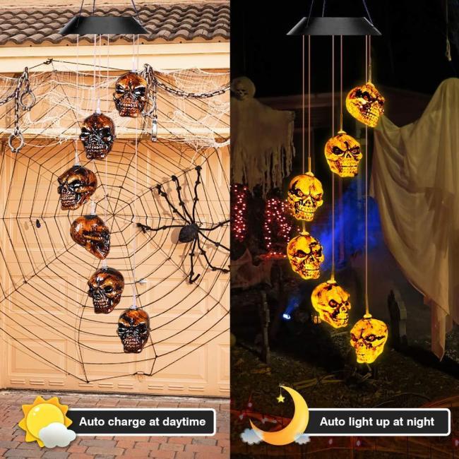 🎃Hot Sales🎃--Solar Pumpkin/Skull/Ghost Wind Chime Light